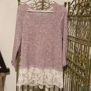 Purple top with lace trim